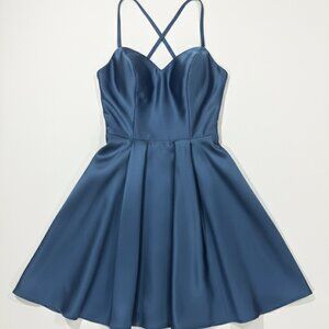 Junior size 0  Royal Blue Fit & Flare Dress - Criss Cross Back - Semi-Formal